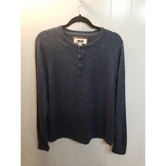 Joseph Abboud Mens XL Blue Henley‎ Merino Wool Blend Pullover Sweater - Picture 1 of 7